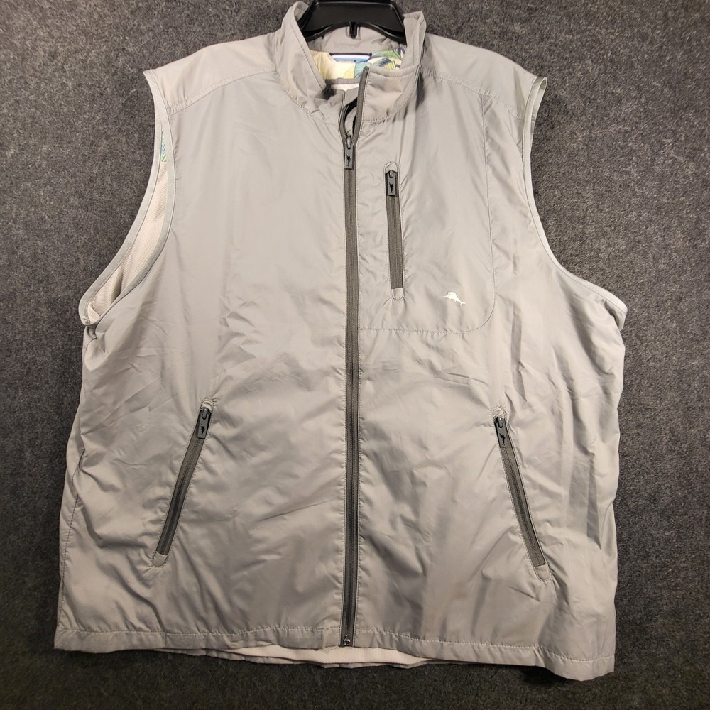 Tommy Bahama Golf Windbreaker Vest Men's Full Zip Gray XXL